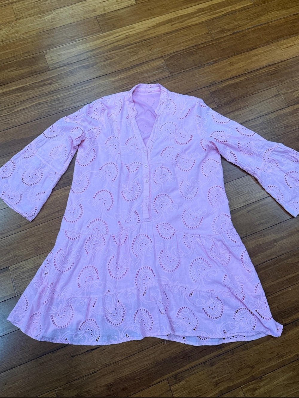 Women's Pink Eyelet V-Neck Tunic Top XXL